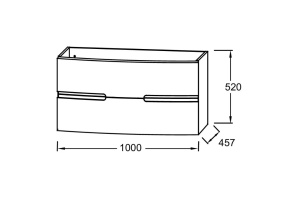 EB1889RU-442 Nona Мебель с интегрированными ручками, глянцевый серый антрацит, 100 см, 2 ящика - 2