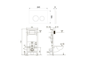 TECE spring комплект 4 в 1 Застенный модуль,панель смыва с круглыми кнопками, хром глянцевый - 2