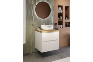 Тумба с раковиной STWORKI Берген 60 белая со светлой столешницей, Moon 1 - 3