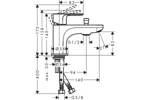 Смеситель на борт ванны Hansgrohe Rebris E хром - 2