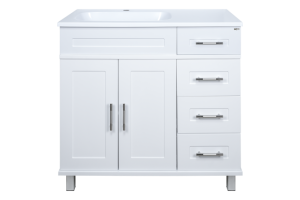 Тумба с раковиной Misty Купер 90 левая белая матовая