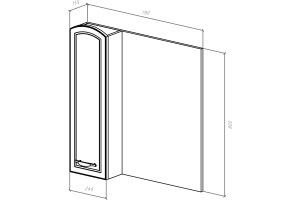 Зеркало-шкаф Bellezza Амелия 80 L, белое, патина золото - 3