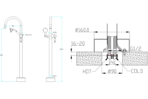 Смеситель напольный Boheme Brillante хром с кристаллом Swarovski - 2
