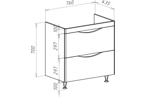 Тумба для комплекта Bellezza Санриса 80 напольная, капучино - 3