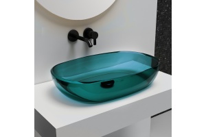 Раковина накладная прозрачная ABBER Kristall AT2805Aquamarin бирюзовая