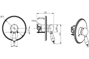 Смеситель Boheme Crystal 285-CRST С ВНУТРЕННЕЙ ЧАСТЬЮ, для душа - 2