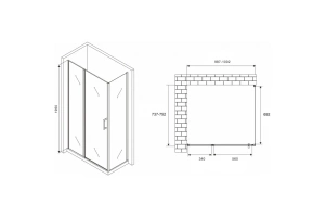 Душевой уголок Abber Sonnenstrand 100х75 черный стекло прозрачное - 2