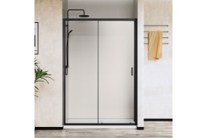 Душевая дверь в нишу Vincea City 120х195 профиль черный стекло прозрачное 