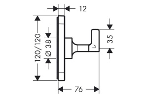 AX Citterio E Встраиваемый запорный/переключающий вентиль Trio/Quattro , ¾ (внешняя часть), цвет: хром - 2