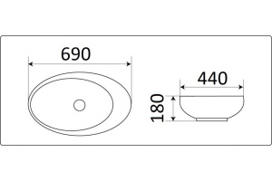 Раковина накладная CeramaLux NC 69 см черный (78456) - 2
