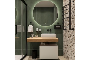 Мебель для ванной STWORKI Ольборг 100 столешница дуб французский, без отверстий, с тумбой 60, с раковиной STWORKI Soul 1 белой