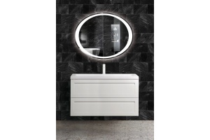 PLATINO База под раковину подвесная с двумя выкатными ящиками, Белый матовый AM-Platino-1000-2C-SO-BM-Cer