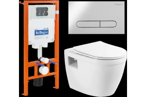 Комплект унитаза с инсталляцией BelBagno Loto с кнопкой смыва хром