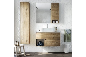 Тумба с раковиной STWORKI Карлстад 90 дуб рустикальный, простоун беж - 2