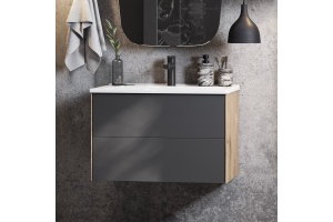 Комплект мебели Aquaton Сохо 75 серый-светлое дерево - 2