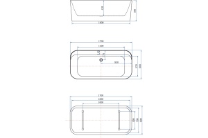 Акриловая ванна Allen Brau Infinity 170x78 2.21002.20/AM белый глянец(панель антрацит) - 2