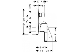 Смеситель Hansgrohe Metris S 31465000 для ванны с душем - 2