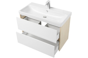 Тумба с раковиной Aquaton Сканди 90 белый - светлое дерево - 3