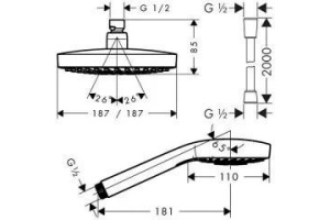 Душевая стойка Hansgrohe Croma Select S 180 2 jet 27351400 - 3