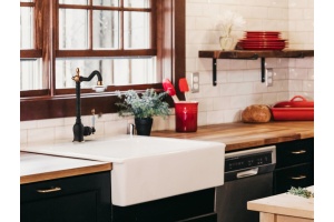 Смеситель для кухни GPD Retro черный матовый - розовое золото - 2