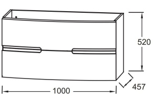 EB1889RU-G98 Nona Мебель с интегрированными ручками, глянцевый темно-синий, 100 см, 2 ящика - 2