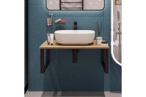 Столешница с раковиной DIWO Элиста 80 светлое дерево, с раковиной Moduo 50 Square