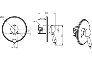 Смеситель Boheme Tradizionale Oro 285 С ВНУТРЕННЕЙ ЧАСТЬЮ, для душа - 2