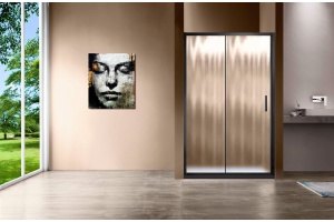 Душевая дверь в нишу Vincea Garda VDS-1G120CHB 120 см, профиль черный, стекло шиншилла - 2