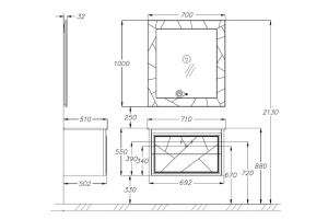 Тумба под раковину Opadiris Луиджи 70 серая матовая - 3