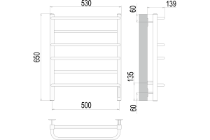 Электрический полотенцесушитель Terminus Евромикс квадро П6 500x650 Хром - 3