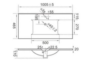 Встраиваемая раковина Gid  100.1 см (NYJ807-100) - 2