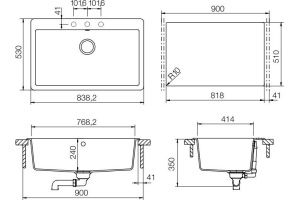 Мойка  Montano 90  Cristadur магма - 2