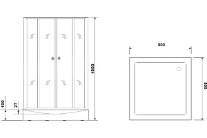 Душевая кабина Parly Frost FQ811B 80x80, с низким поддоном, профиль черный, стекло матовое - 2