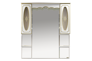 Зеркало-шкаф Misty Монако 100 белый-золото с подсветкой