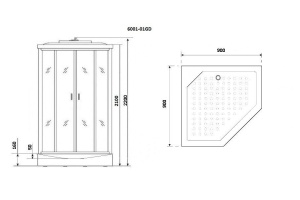 Душевая кабина Niagara Premium NG-6001-01GD 90х90х220 - 3