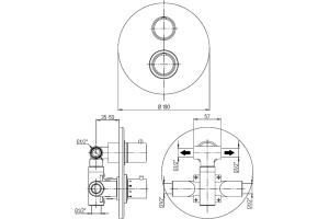 Термостатический смеситель Paini Cox 78CR691TH С ВНУТРЕННЕЙ ЧАСТЬЮ, для ванны с душем - 3