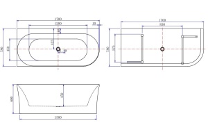 Акриловая ванна Allen Brau Priority 170x80 2.31002.21/AM белый матовый (панель антрацит) - 2