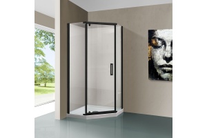 Душевой уголок Vincea Stresa VSP-1S100CLB 100x100, профиль чёрный, стекло прозрачное