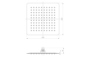 Душевая лейка верхняя Lemark LM9487S, квадратная, 250х250 мм., нерж. сталь - 2