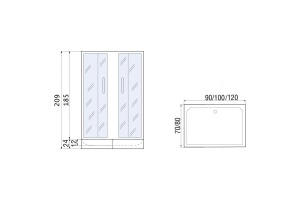 Душевое ограждение с поддооном River Morava XL 90/70/24 MT (10000008325) - 2