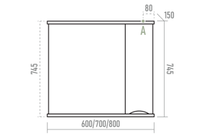 Зеркало-шкаф Misty Атлантик 80 правое серое матовое - 3
