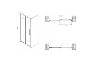 Душевая дверь Abber Schwarzer Diamant 110 черная стекло матовое - 2