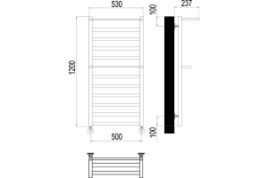 Водяной полотенцесушитель Terminus Хендрикс П12 500x1200 с полкой Хром - 3