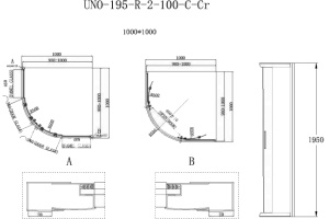 Душевой уголок BelBagno Uno 195 R 2 100 C Cr - 3