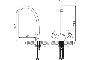 Смеситель для кухонной мойки Rossinka  хром (H02-71) - 3