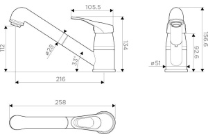 Смеситель Omoikiri Tateyama-S BE для кухонной мойки - 2