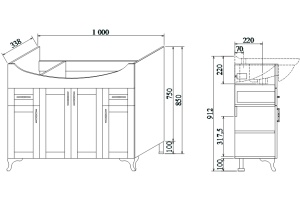 Тумба под раковину Sanflor Глория 105 см (С000005714) - 3