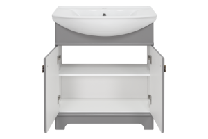 Тумба с раковиной Misty Лувр 75 серая глянцевая - 2