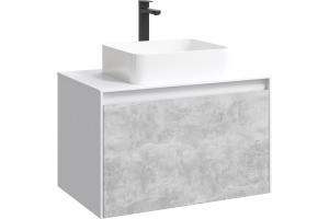 Тумба с раковиной Aqwella 5 stars Mobi 80 белая, бетон светлый