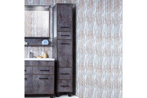 Шкаф-пенал Бриклаер Чили 34 цемент, с бельевой корзиной